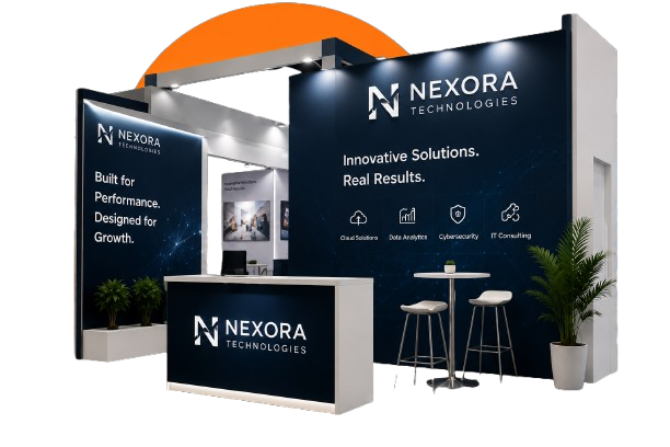 Nexora trade show booth branding